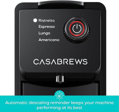 CASABREWS CM7036E 20Bar Espresso Machine for Nespresso Original Pods | Compact Capsule Coffee Machine with 21oz Removable Water Tank, Black Espresso Maker with 4 Brewing Modes for Home or Office