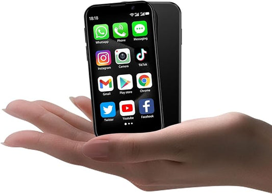 Mini Phone 3.0" HD Touch Screen Mini Smartphone World's Smallest Unlocked Android Compact Mobile Phone for Kids & Students Cell Phone wih GPS Dual SIM Face ID 2GB+16GB Black