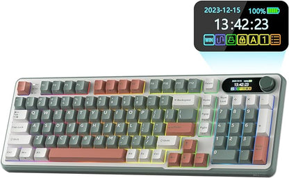 RK ROYAL KLUDGE S98 Wireless Mechanical Keyboard w/Smart Display & Knob | 96% RGB Wireless Gaming Keyboard BT/2.4G/USB-C, Hot Swappable Custom Keyboards, Creamy Sound Silent Computer Keyboard