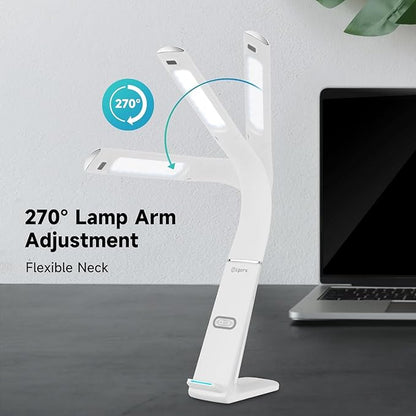 LED Desk Lamp with USB Charging Port, 10W wireless charger, Stepless dimmable, Natural Lights, Desk Lights for Home Office, Office Desk Lamp Eye Caring Reading Light, Gesture Control Table Lamp