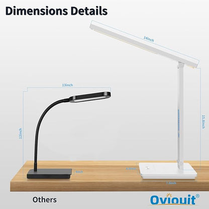 10 in 1 Smart Led Desk Lamp, Desk Table Lamp for Home Office, Eye-Caring Office Lamp with Night Lights, Lamp for Desk with 10W Wireless Charger, Dimmable Touch Lamp for Bedroom Reading Study Work