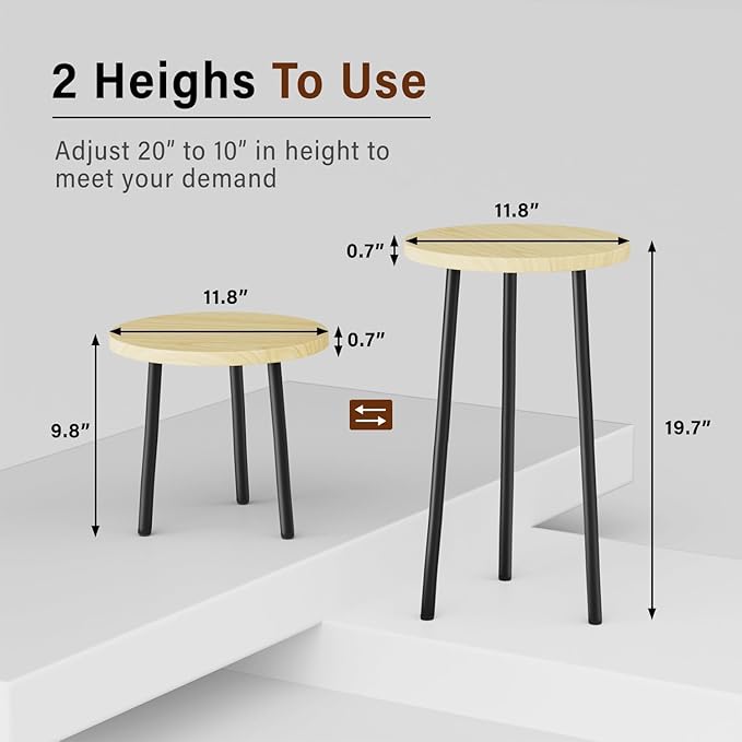 Plant Stand Indoor Outdoor: 2 Pack Indoor Plant Stand 20'' Convertible Multi-purpose Holder - Mid Century Modern Decor - Tall Plant Table for Living Room/Balcony/Garden/Patio