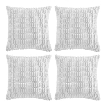 Fancy Homi 4 Packs Decorative Throw Pillow Covers for Living Room Couch Bed, Modern Farmhouse Boho Home Décor Accent Cushion Case, 14" x 14", White