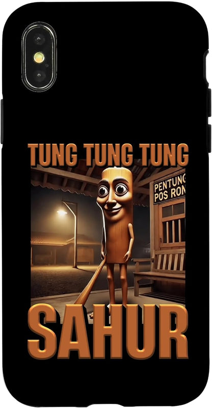 Internet Hilarious Meme AI Character Tung Tung Tung Sahur Case for iPhone X/XS