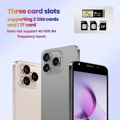 Unlock Phone, 4G Network Android Phone, 5.0-inch Screen, 2GB RAM+16GB ROM/TF 128GB, Dual SIM Cards, Dual Cameras, Suitable for Novice Users (Grey)