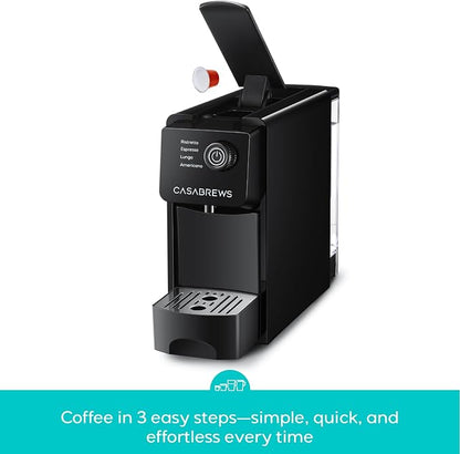 CASABREWS CM7036E 20Bar Espresso Machine for Nespresso Original Pods | Compact Capsule Coffee Machine with 21oz Removable Water Tank, Black Espresso Maker with 4 Brewing Modes for Home or Office