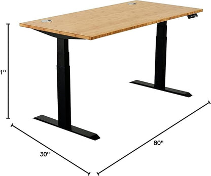 VWINDESK 80 x 30 x 1 Inch 100% Solid Bamboo Desk Table Top Only,for Standing Desk Home Office Desk with 80mm grommets(Right Angle)
