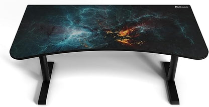 Arozzi Arena Special Edition Ultrawide Curved Gaming and Office Desk with Full Surface Water Resistant Desk Mat Custom Monitor Mount Cable Management Cut Outs - Omega
