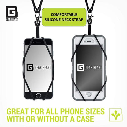 Gear Beast Cell Phone Lanyard - Universal Neck Phone Holder w/Card Pocket and Silicone Neck Strap - Compatible with Most Smartphones, Clear