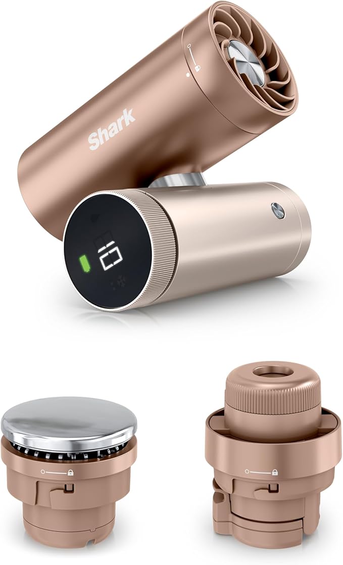Shark ChillPill – The Only 3-in-1 Personal Cooling System with Fan, InstaChill Cooling Plate & Dry-Touch Mist – Portable, Handheld, Drops Skin Temp Up to 16°F, 10 Speeds, Iced Latte, FA022BR