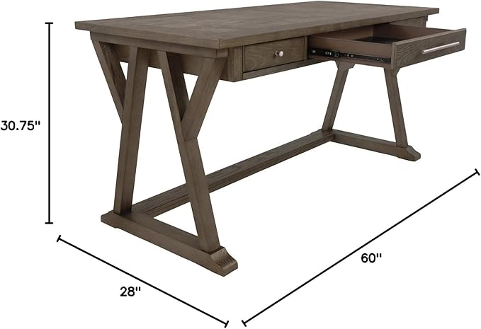 Signature Design by Ashley Luxenford Rustic Farmhouse 60" Home Office Desk with Drawers, Distressed Gray