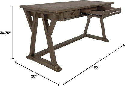Signature Design by Ashley Luxenford Rustic Farmhouse 60" Home Office Desk with Drawers, Distressed Gray