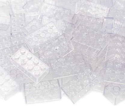 100pcs 2x4 Bricks Transparent Pieces Clear Parts Classic Building Kit Creative Play Set Blocks Toy Basic Accessories Compatible with 3001 Major Brands