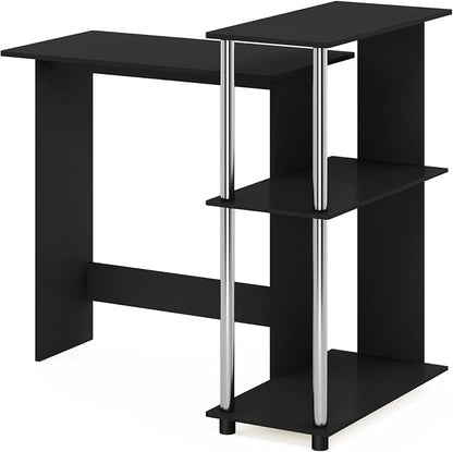 Furinno Abbott Corner Computer Desk with Bookshelf, Americano/Chrome