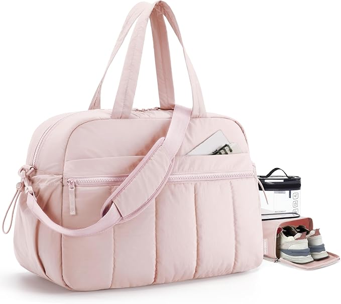BAGSMART Duffle Bag for Travel, Gym Bag for Women, Weekender Carry on Bag | PVC Wet Pocket, Airline Approved Personal Carry-on Size, Fits Under-seat, One Bag for Gym, Travel, Hospital, Overnight