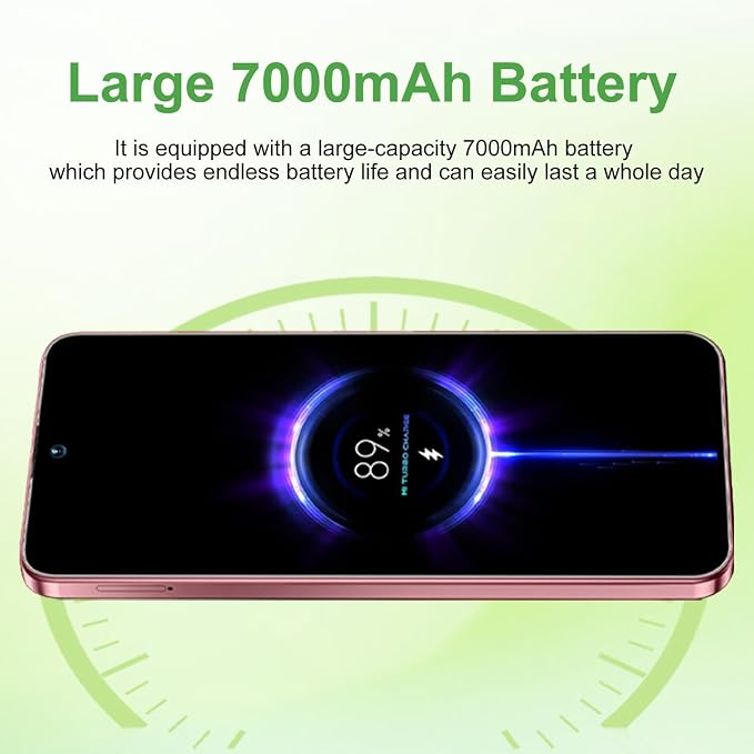 17 PMAX Unlocked Cell Phone,16GB+512GB Smartphone,6.99" HD Screen Android 15 5G Phones,Battery 7000mAh Android The Phone,Fingerprint Button Unlock/GPS/Face ID/Dual SIM/5G (Rose Glod)