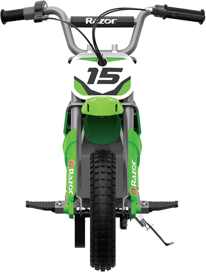 Razor MX400 Dirt Rocket Electric Bike for Kids Ages 8+, 140 Pounds Max Weight, Green – 24-Volt Battery, up to 14 Mph, 30-Minute High Speed Ride Time, Twist-Grip Throttle, 12-Inch Pneumatic Tires