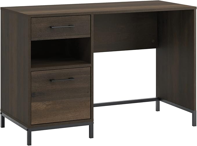 Sauder North Avenue Pedestal Home Office Desk, L: 41.97" x W: 18.50" x H: 28.15", Smoked Oak Finish