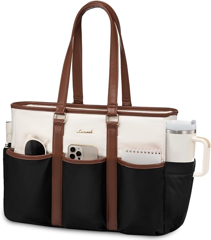 LOVEVOOK Teacher Tote Bag for Women Work, Nurse Laptop Bag for Women, Utility Everything Tote For Work/Travel/College/Daily, Professional Computer Purse Large Handbag With Multi Pockets