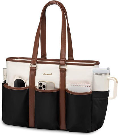 LOVEVOOK Teacher Tote Bag for Women Work, Nurse Laptop Bag for Women, Utility Everything Tote For Work/Travel/College/Daily, Professional Computer Purse Large Handbag With Multi Pockets