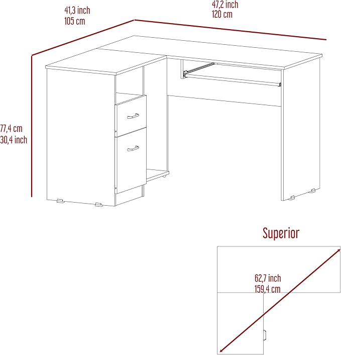 NicBex Kimberly-DW-00012-LWJ Home Office Desks, 47.2"x41.3"x47.2", Gray