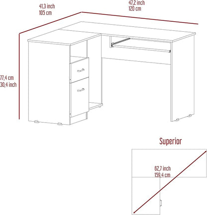 NicBex Kimberly-DW-00014-LWJ Home Office Desks, 47.2"x41.3"x30.4", Brown