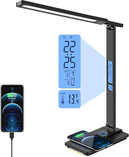 AFROG 5th Gen Multifunctional LED Desk Lamp with USB Charging Port,1800Lux Super Bright,5 Lighting Mode,7 Brightness, Touch Control, Auto Timer, 12W Office Table Lamp