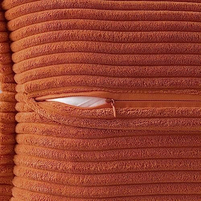 MIULEE Fall Rust Decorative Euro Sham Throw Pillow Covers for Couch Bed Livingroom 22x22 Inch Set of 2 Boho Accent Throw Pllows Broadside Striped Patchwork Soft Corduroy Pillowcases, Terracotta