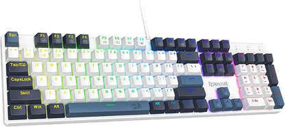 Redragon Mechanical Gaming Keyboard Wired, 11 Programmable Backlit Modes, Hot-Swappable Red Switch, Anti-Ghosting, Double-Shot PBT Keycaps, Light Up Keyboard for PC Mac, Blue