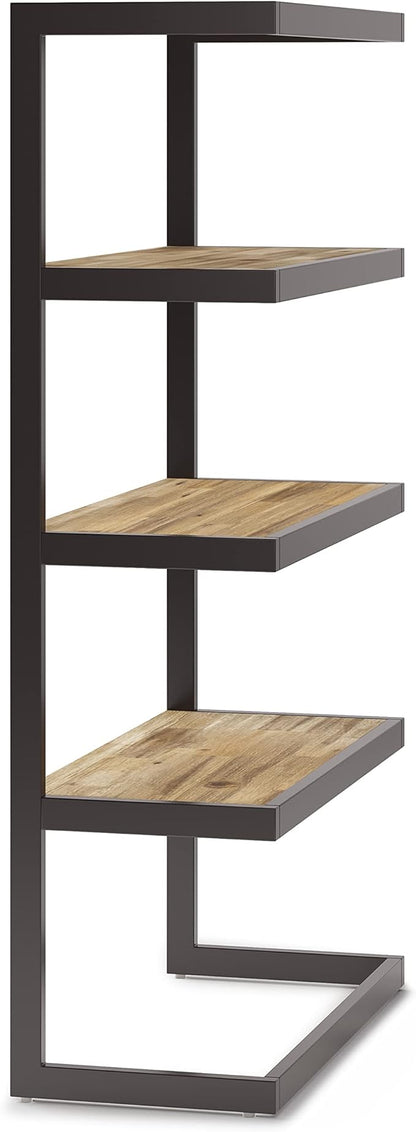 SIMPLIHOME Erina SOLID ACACIA WOOD 36 Inch Rectangle Modern Industrial Bookcase in Distressed Golden Wheat, for The Living Room, Study Room and Office