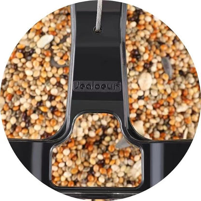 Jealoeur Bird Feeders for Outdoors Hanging Bird Feeder Wild Birds Seed, Black