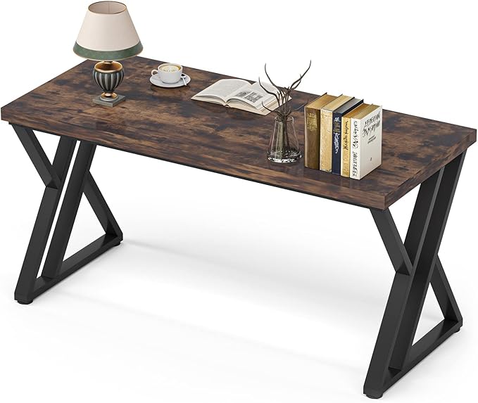 55 Inch Large Simple Industrial Computer Desk Study Writing Table Home Office Workstation,Rustic Brown