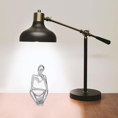 Sandstone Resin Thinker Style Abstract Sculpture Statue Collectible Figurines Home Office Bookshelf Desktop Decor (Small Silver, Right)