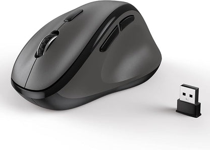 Ergonomic Wireless Mouse with USB Receiver for PC Computer, Laptop and Desktop, Ergo Vertical Mouse with Silent Clicks Long Battery Life, Up to 1600 DPI & 1 AA Battery Powered, Grey
