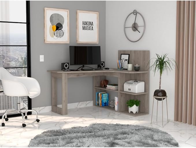 NicBex Kimberly-DW-00009-LWJ Home Office Desks, 47.2"x51.7"x43.3", Gray