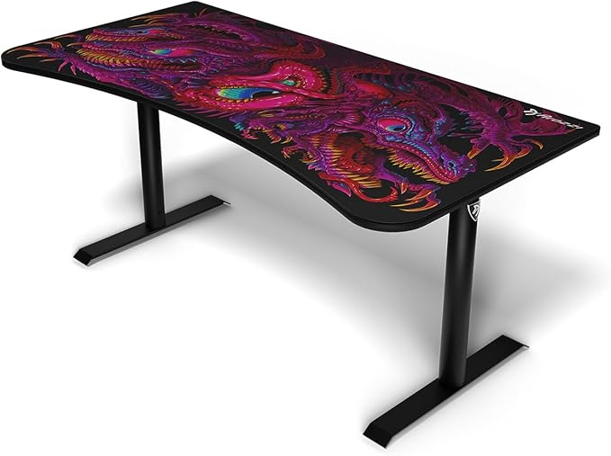 Arozzi Arena Special Edition Ultrawide Curved Gaming and Office Desk with Full Surface Water Resistant Desk Mat Custom Monitor Mount Cable Management Cut Outs - Crawling Chaos