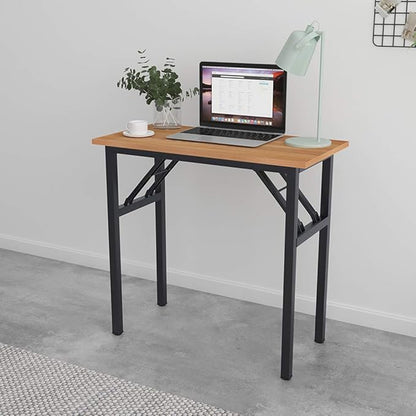 SogesGame 31.5 inches Small Desk Computer Desk for Small Space, Small Folding Table Small Writing Desk Compact Desk Foldable Desk, No Install Needed, Teak Black