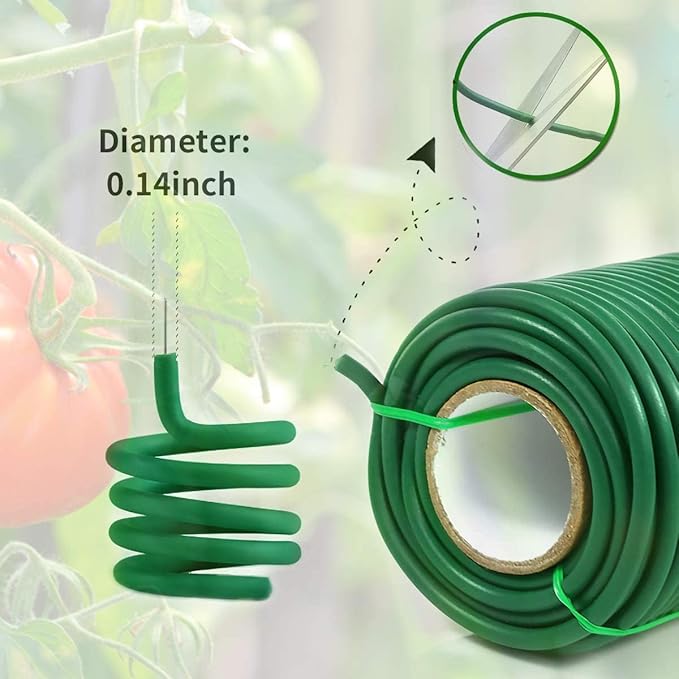 Decoroca Soft Plant Ties for Support - 65.6' Reusable Waterproof Plant Wire, 3.5mm Garden Twist, Office Organization and Decoration Binding（2pcs/Green）