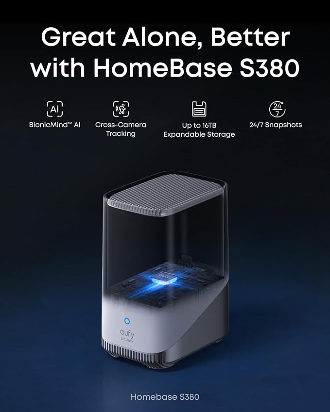 eufy Security eufyCam S4 2-Cam Kit, 4K Solar Wireless Outdoor Security System,3-Lens Bullet-PTZ cam, 360° Coverage,Cross-Cam Track, AI Facial Recognition, 8X Zoom,0 Monthly Fee,Expandable up to 16TB