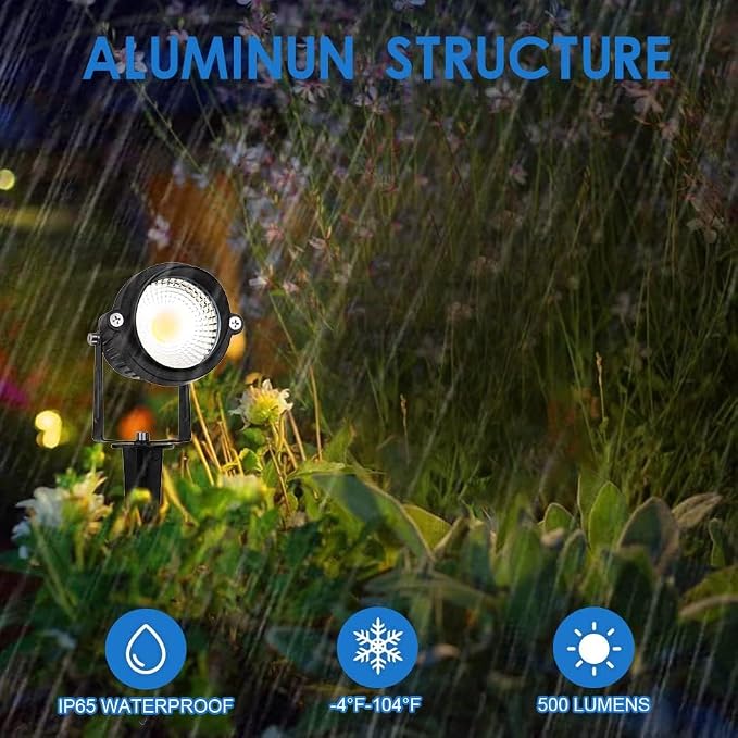 5W Spot Lights Outdoor 5000K Daylight White Flag Pole Light 12V~24V AC/DC LED Landscape Spotlights, Waterproof Low Voltage Landscape Lighting for Yar (2)