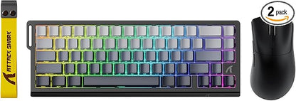 ATTACK SHARK X68HE 60% Wired RT 8K Keyboard and Wireless R1 Mouse-Moonlight | Adjustable Actuation,Hall Effect Mechanical Magnetic Switch,Coiled Cable,USB C/2.4Ghz/BT Ultralight 18K DPI Mice for PC Gamer