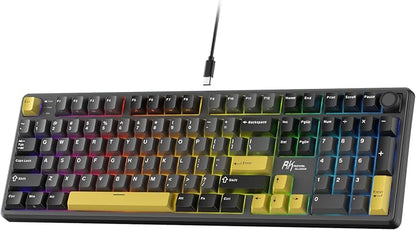 RK ROYAL KLUDGE X104 Wired Full Size Mechanical Gaming Keyboard, Metal Knob | Creamy Keyboard with Number Pad,104 Keys RGB Computer Keyboard Hot Swappable Linear Switch, Online Software for Wins/Mac