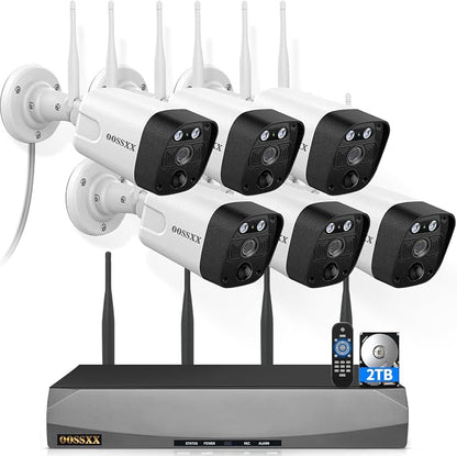 (2026 Update) Wireless WiFi Outdoor Security Camera System with Dual Antenna Cameras, 55% Stronger Signal, 130° Wide Angle, 2-Way Audio, No Monthly Fee, Home NVR Security System