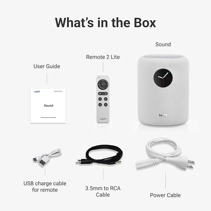 WiiM Sound Smart Speaker with 1.8″ Touch Display, Hi‑Res 24‑bit/192 kHz, AI RoomFit™ Room Correction, 100W Peak, Wi‑Fi 6E/Bluetooth 5.3, Multi‑Room & Stereo Pairing, Remote Included, White