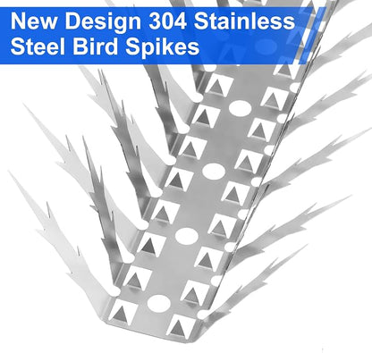 Bird Spikes, 60 Feet Stainless Steel Bird Control Spikes for Outside, Pigeon and Squirrel Blocking Spikes, for Garden Fence Roof and Window - 60 Strips Covers 18m