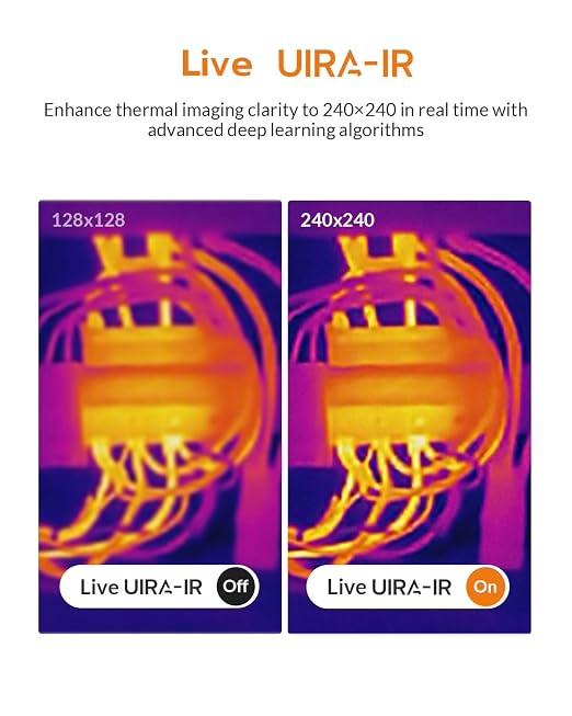 GT16S Thermal Imaging Camera with Smart AI Scene Detection, Thermometer Mode, 240×240 UIRA-IR Resolution, -4°F-1202°F Temp Alarm, 11h Runtime, Infrared Camera for HVAC Home Inspection