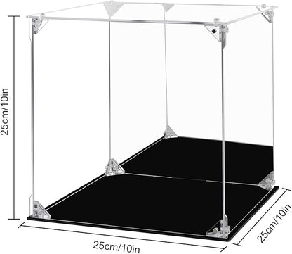 Acrylic Display Case for Collectibles Assemble Clear Acrylic Display Box with Mirrored Back, Alternative Glass Case for Action Figures Lego Model Doll Toys Display (10x10x10 inch; 25x25x25 cm)