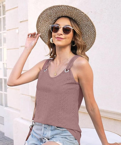 Disamer Womens Tank Tops 2026 Loose Fit Casual Summer Spaghetti Strap Trendy Spring Cute Lace Sleeveless T Shirts