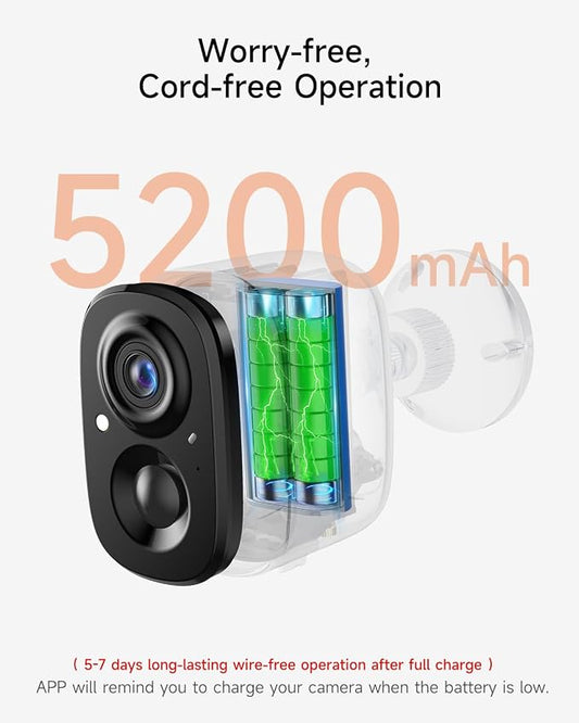 4 Pack 2.5K Security Camera Wireless Outdoor, 2.4G WiFi Battery Powered Outdoor Camera, Magnetic Mount Cameras for Home Security, Color Night Vision, Spotlight, Siren Alarm, 2-Way Talk