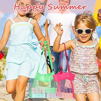 Frienda 15 Pack Mesh Beach Tote Bag, Seashell Bags, Bag Toys Organizer for Holding Beach Children' Toys Market Picnic(8.5 x 8.3 Inch,Classic Style)